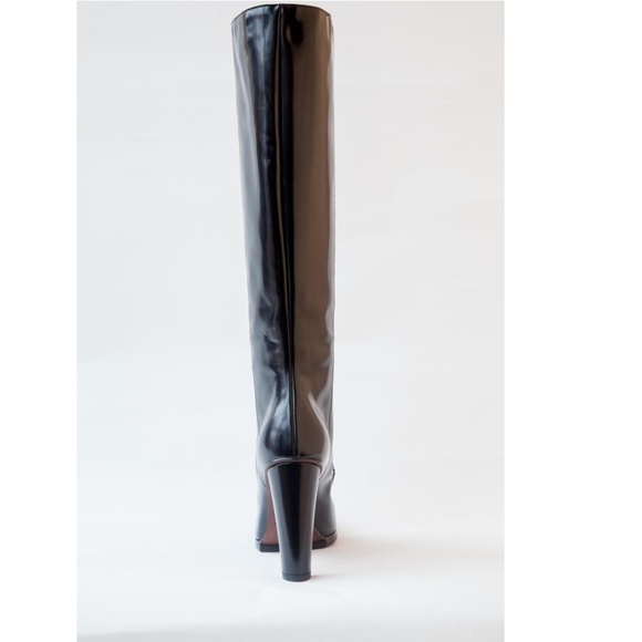 Balenciaga Navy Knee High Patent Leather Boots - Picture 3 of 3